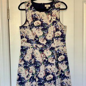 LOFT Sleeveless Floral A-Line Dress